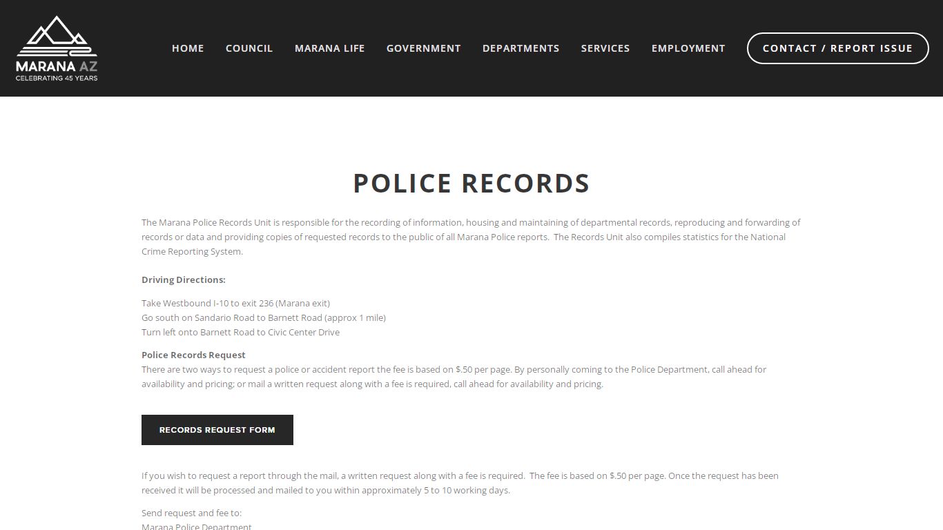 POLICE -Police records — Town of Marana