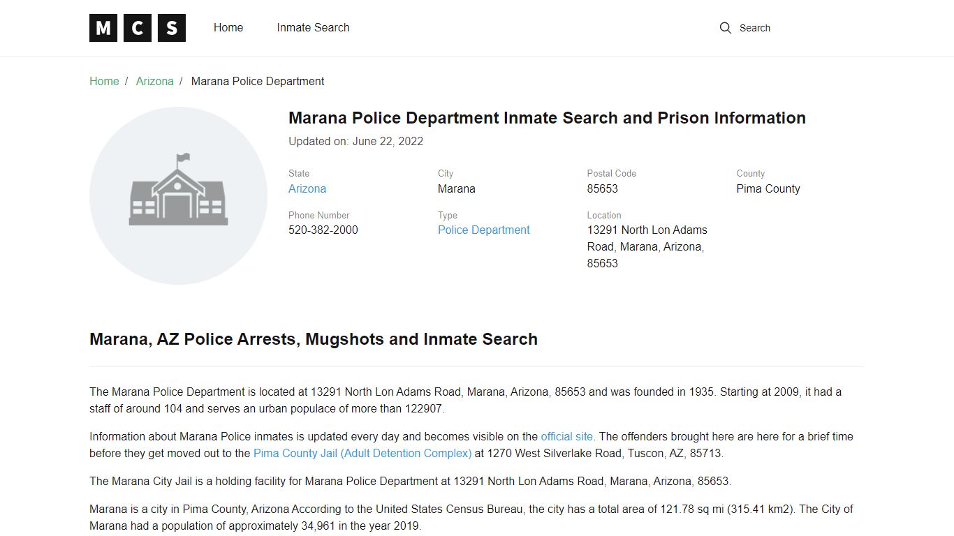 Marana, AZ Police and Jail Records - madisoncounty-sheriff.com