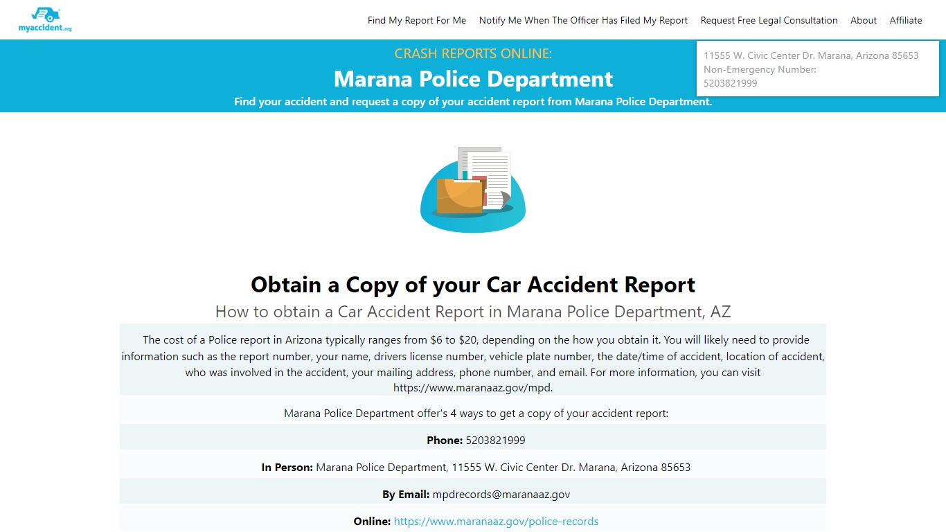 Online Crash Reports for Marana Police Department