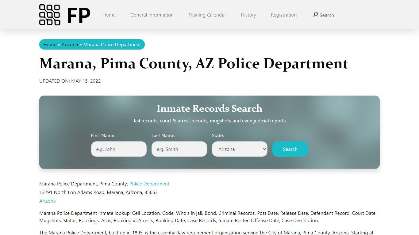 Marana, AZ Police - City Jail Inmates, Arrests